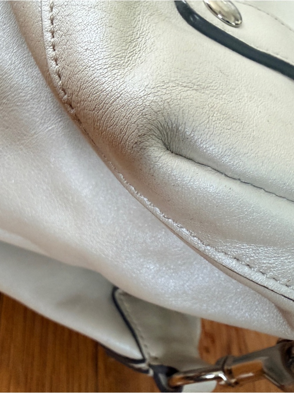 Coach F15447 Beige Leather Satchel w/ Strap Lavender Lining/silver hardware - Picture 13 of 16